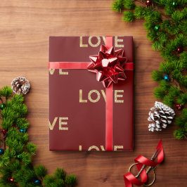 Papel De Presente Amor Dourado Vermelho