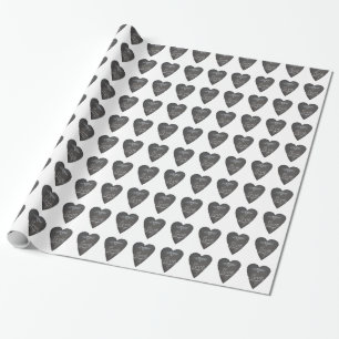 Papel De Presente Amor e Coração em Padrão de Quadro Negro a Giz