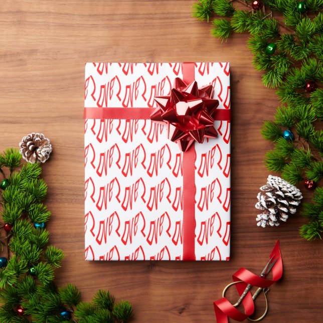 Papel De Presente Amor em Letras Vermelhas (Presente de Natal)