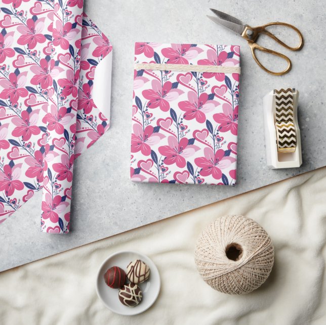 Papel De Presente Amor Floral Fofo (Artesanato)