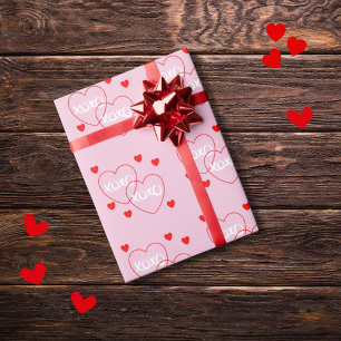 Papel De Presente Amor padrão cardíaco xoxo Wraping Paper