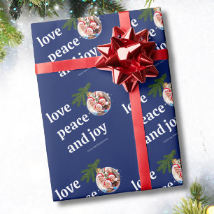 Papel De Presente Amor Paz Alegria Natal Família Foto Azul Marinho 