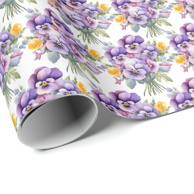 Papel De Presente Amor-Perfeito de Primavera (Ponta do rolo)