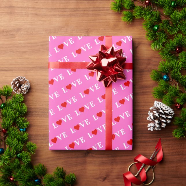 Papel De Presente AMOR rosa (Presente de Natal)