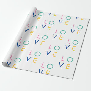 Papel De Presente AMOR tipografia colorida do dia dos namorados