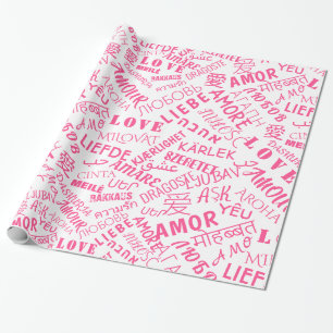 Papel De Presente AMOR - Vários Idiomas - Internacional Personaliz