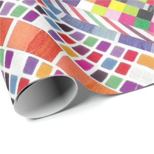 Papel De Presente Amostras Vermelhas e Pixels Coloridos