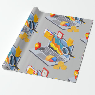 Papel De Presente Análise Isométrica de Dados de Negócios Laptop