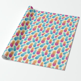 Papel De Presente Ananás Coloridos Fundo Amarelo claro