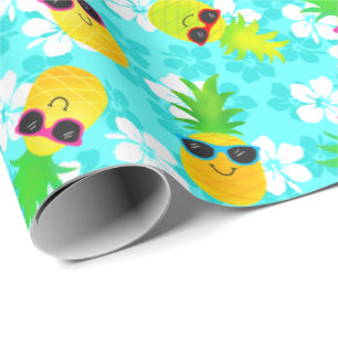 Papel De Presente Ananás Tropicais Engraçado Verão