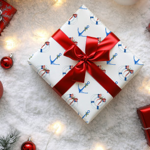 Papel De Presente Âncora de Natal e Argola Náutica