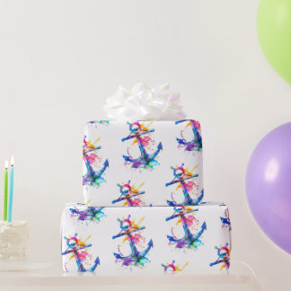 Papel De Presente Âncora Náutica de Aquarela