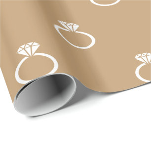 Papel De Presente Anéis brancos de Noivado em Camel Brown