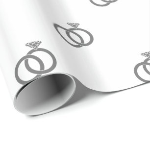 Papel De Presente Anéis de casamento cinzas em branco