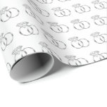 Papel De Presente Anéis de Casamento de Silver Diamond<br><div class="desc">Este papel de embrulho apresenta uma ilustração de um conjunto de anéis de casamento de diamante com uma banda de prata organizada em um padrão fofo. Perfeito para embrulhar noivado ou presentes de casamento!</div>