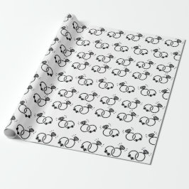 Papel De Presente Anéis de Noiva Elegantes Preto e Branco Sem Costur