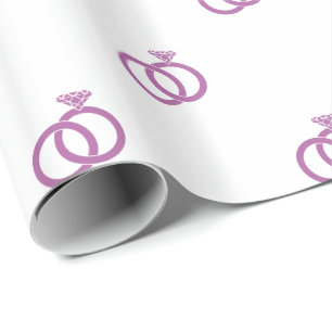 Papel De Presente Anéis de Noiva Orquídea Radiante em Branco