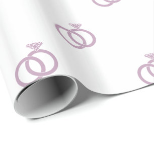Papel De Presente Anéis de Noiva Roxo Névoa Malva em Branco
