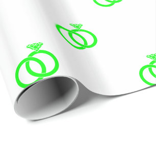 Papel De Presente Anéis de Noiva Verde Lima em Branco