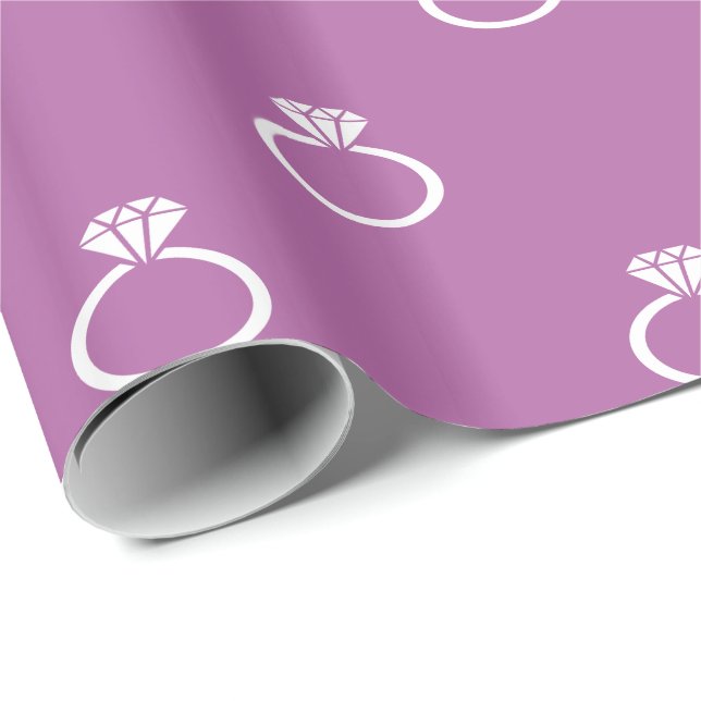 Papel De Presente Anéis de Noivado Brancos em Orquídea Radiante (Ponta do rolo)