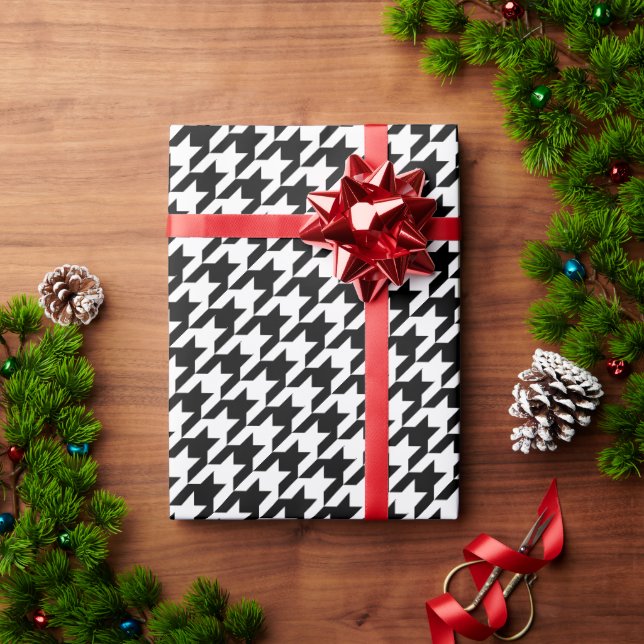 Papel De Presente Anel preto e branco (Presente de Natal)