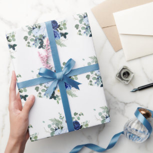 Papel De Presente Anemone Hydrangea Rosa White background