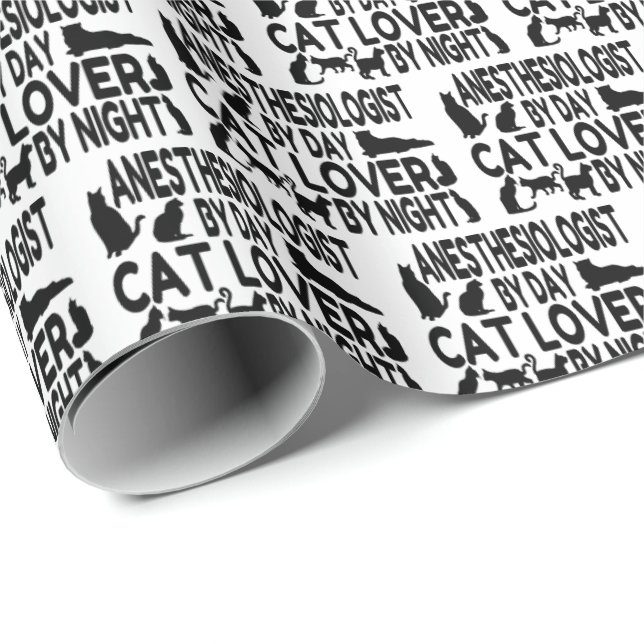 Papel De Presente Anestesiologista ama gatos (Ponta do rolo)