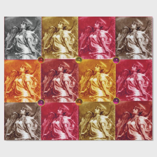 Papel De Presente ANGEL COM PENA,GEMSTONAS COROAS Natal (Aberto)