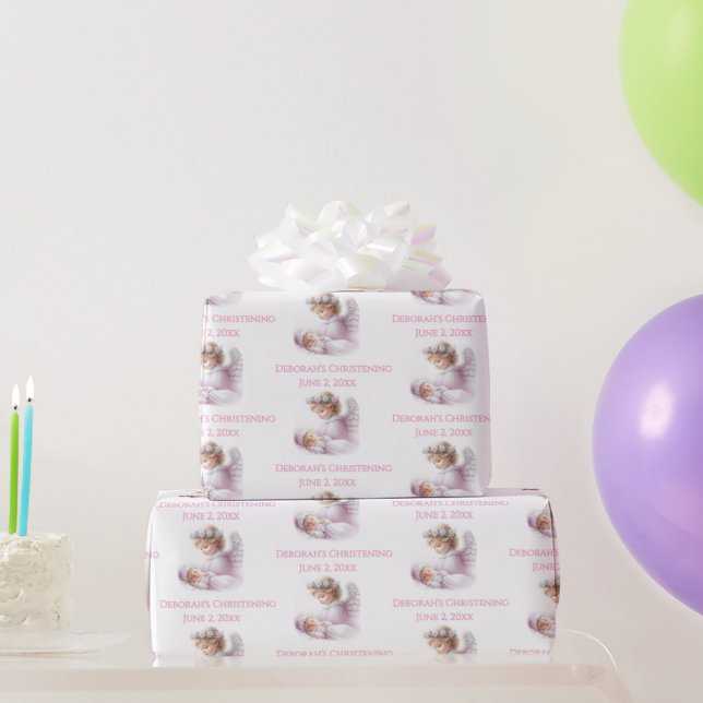 Papel De Presente Angel Observando o batismo da menina (Presentes para festas)