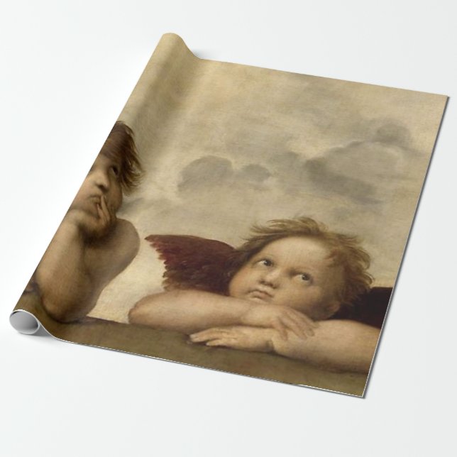 Papel De Presente Angels Cherubs Raphael Santi Sistine Madonna Sweet (Desenrolado)