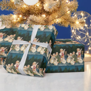 Papel De Presente Ângulos de natais vintages em camadas