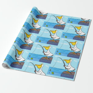 Papel De Presente Animação pelicana de pesca