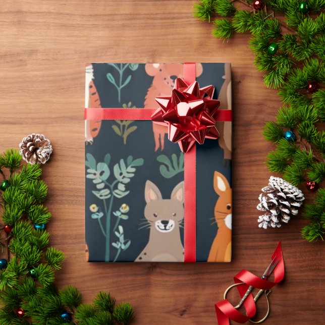 Papel De Presente Animais Adoráveis (Presente de Natal)