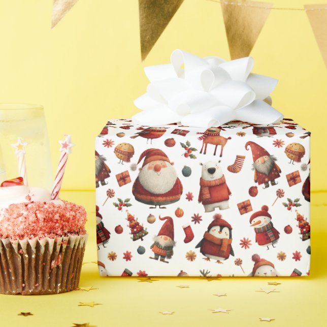 Papel De Presente Animais Bons Festivos Natal Padrão Feliz Natal Fel (Festa de aniversário)