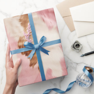 Papel De Presente Animais Brancos Rosa