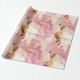 Papel De Presente Animais Brancos Rosa