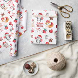 Papel De Presente Animais Cortos - Nome de Criança Padrão de Papais 