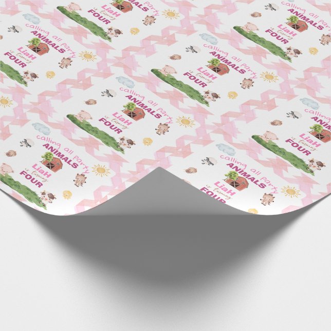 Papel De Presente Animais da Fazenda Qualquer Idade  (Ponta)