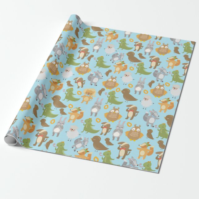 Papel De Presente Animais da Floresta Adoráveis (Desenrolado)