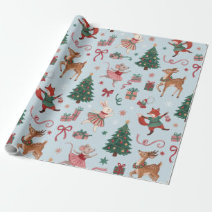 Papel De Presente Animais da Floresta Dançantes Ballet de Natal