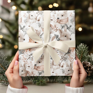 Papel De Presente Animais da Floresta em Aquarela
