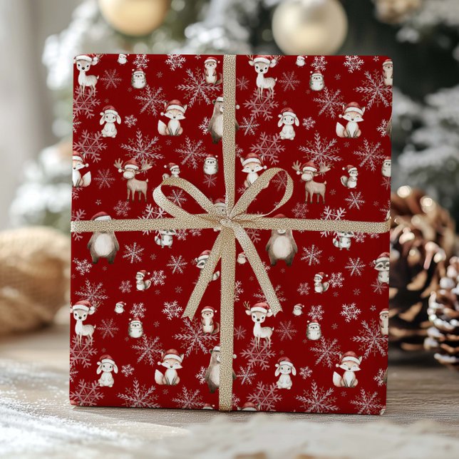 Papel De Presente Animais da Floresta em inverno Wonderland Desapare (Criador carregado)