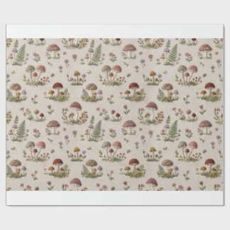 Papel De Presente Animais da Floresta & Embróide de Cogumelos em Pap