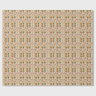 Papel De Presente Animais da Floresta & Padrão da Temporada de Outon