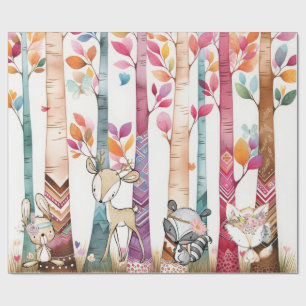 Papel De Presente Animais da Floresta Tribal Encantados