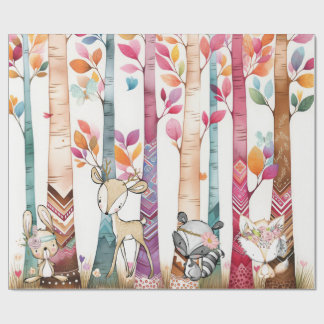 Papel De Presente Animais da Floresta Tribal Encantados