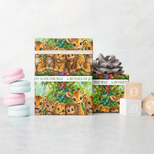 Papel De Presente Animais da Selva Bebês