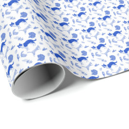Papel De Presente Animais de Estimação em Desfile (Azul)