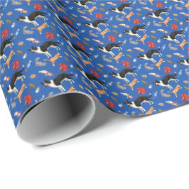 Papel De Presente Animais de Estimação em Desfile (em Azul)