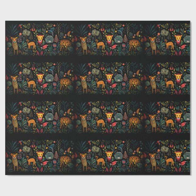 Papel De Presente Animais de fantasia estranhos com plantas mágicas (Aberto)